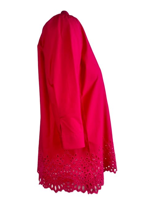 camicia donna con bordo in sangallo fucsia Caliban | R2V-XE2AH1