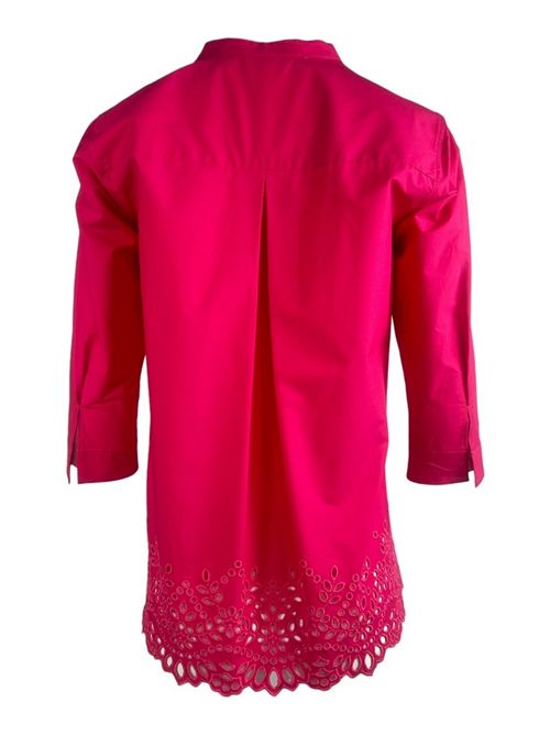 camicia donna con bordo in sangallo fucsia Caliban | R2V-XE2AH1