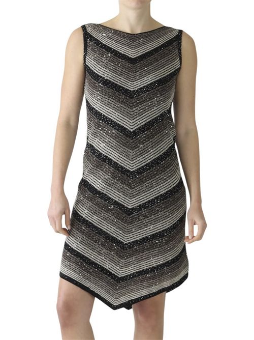 abito donna corto con paillettes nero e beige D.EXTERIOR | 62080/A2