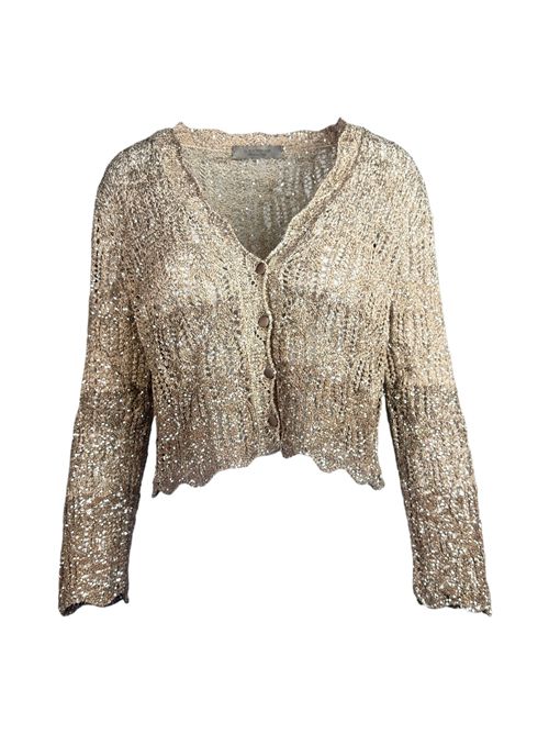 cardigan donna con paillettes sfumate beige D.EXTERIOR | 622066
