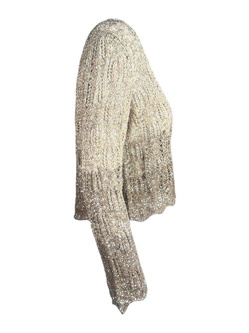 cardigan donna con paillettes sfumate beige D.EXTERIOR | 622066