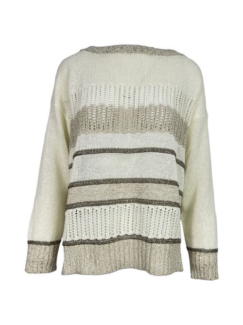 girocollo donna con lurex bianco e beige D.EXTERIOR | 623301