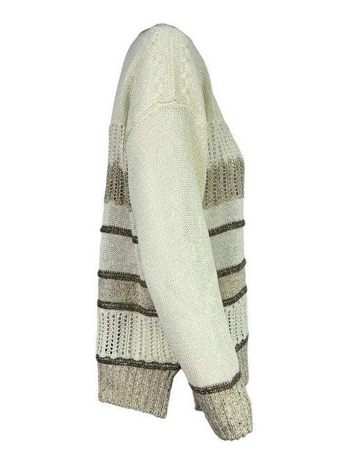 girocollo donna con lurex bianco e beige D.EXTERIOR | 623301