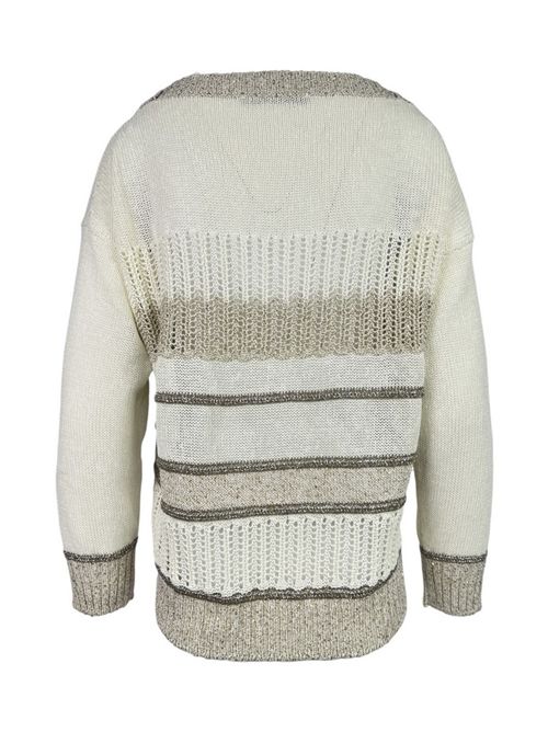 girocollo donna con lurex bianco e beige D.EXTERIOR | 623301