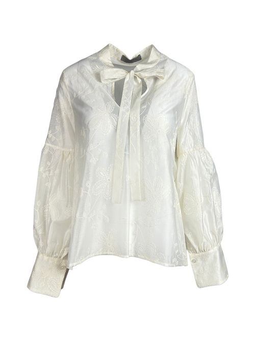 camicia donna in mussola ricamata avorio D.EXTERIOR | 627113