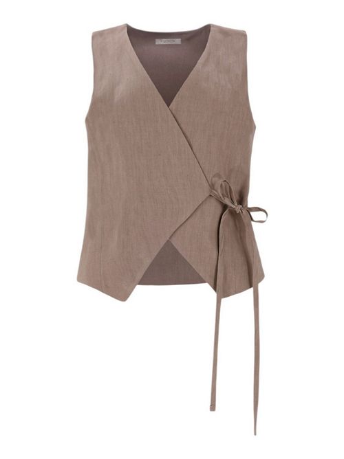 gilet donna in lino castagna D.EXTERIOR | 627416
