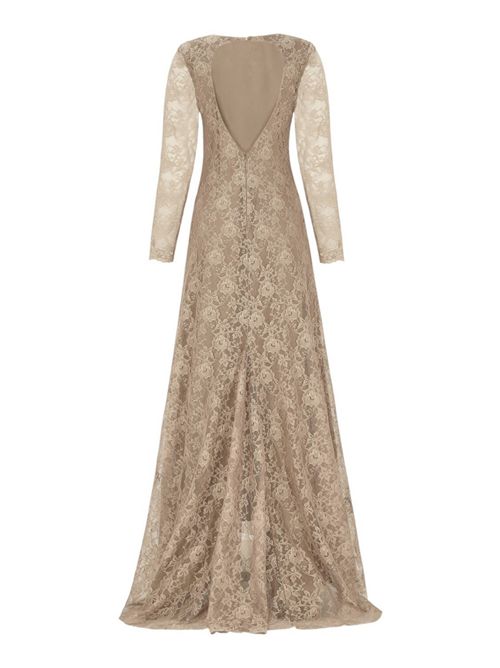 abito donna lungo in pizzo marrone D.EXTERIOR | 628136