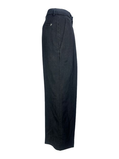 pantalone donna eloise in lino e  lyocell nero Dondup | DP843-CF0197BM5999
