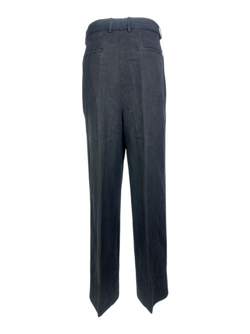 pantalone donna eloise in lino e  lyocell nero Dondup | DP843-CF0197BM5999