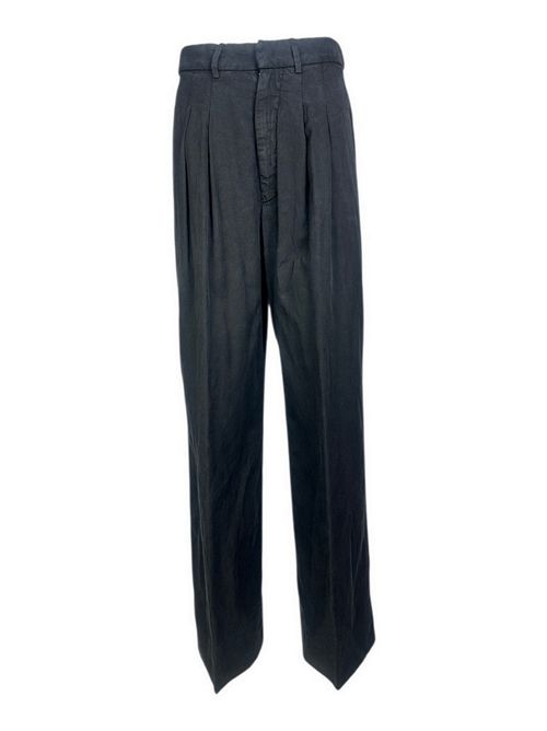 pantalone donna eloise in lino e  lyocell nero Dondup | DP843-CF0197BM5999