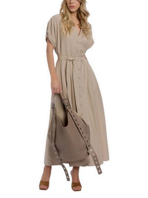 bisaccia donna in pelle grande tortora Dondup | WB306-PL0658XXX714