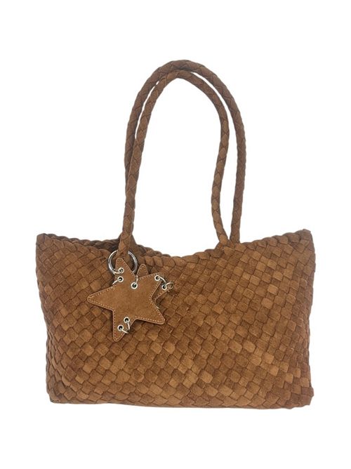 shopping donna in eco-daino intrecciato marrone Fez | 10503CACAO