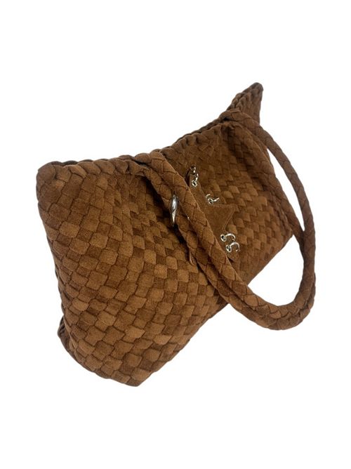 shopping donna in eco-daino intrecciato marrone Fez | 10503CACAO