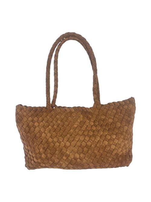 shopping donna in eco-daino intrecciato marrone Fez | 10503CACAO