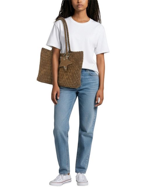 shopping donna in eco-daino intrecciato marrone Fez | 10503CACAO