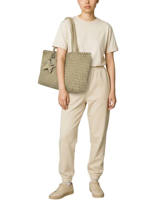 shopping donna in eco-daino intrecciato sabbia Fez | 10503SABBIA
