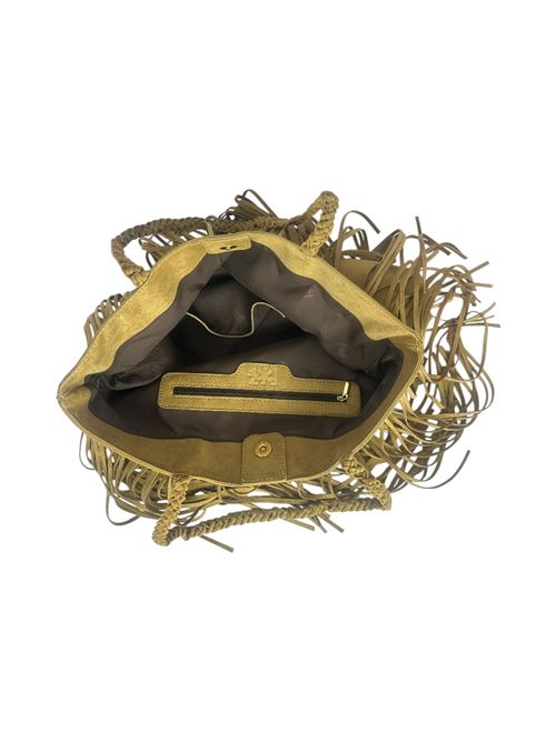 shopping donna in eco-daino con frange cammello Fez | 10507CAMEL