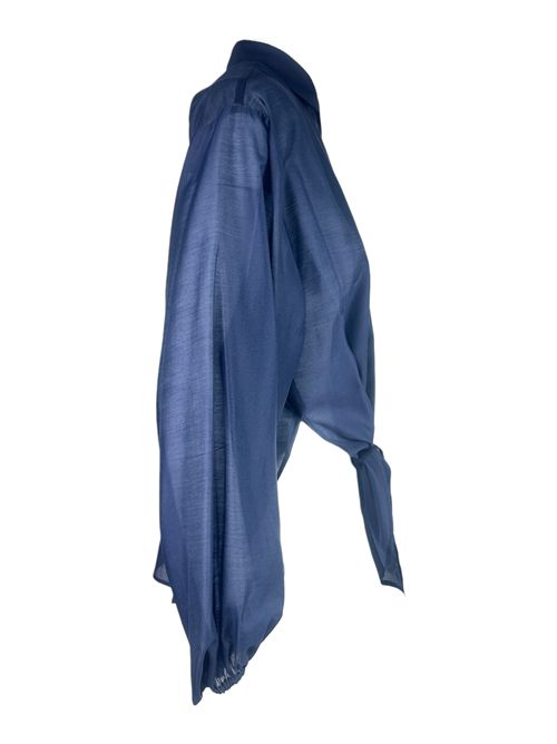 camicia donna in mussola con fiocco blu Gnossienne | 36041-42810509