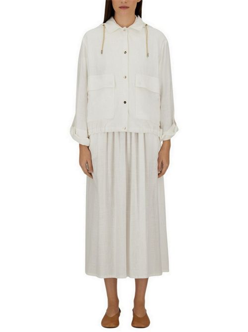 bomber donna in lino e viscosa bianco Herno | GI000392D1000