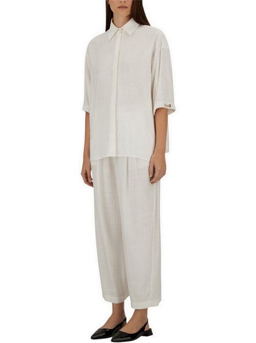 pantalone donna in lino e viscosa bianco e oro Herno | PT000222D1000