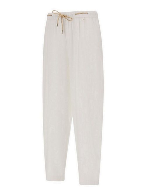pantalone donna in lino e viscosa bianco e oro Herno | PT000222D1000
