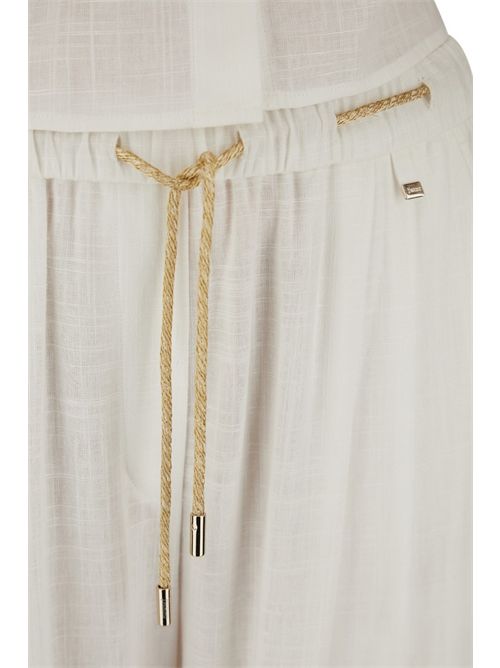 pantalone donna in lino e viscosa bianco e oro Herno | PT000222D1000