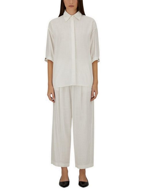 pantalone donna in lino e viscosa bianco e oro Herno | PT000222D1000