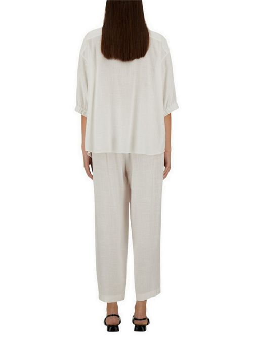 pantalone donna in lino e viscosa bianco e oro Herno | PT000222D1000