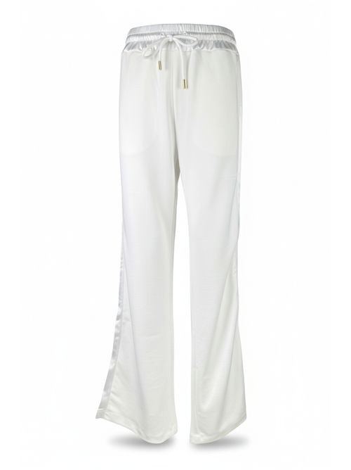 Women's wide-leg pants in milk modal with satin band Hinnominate | HMABW02406-TMTM0017BI02