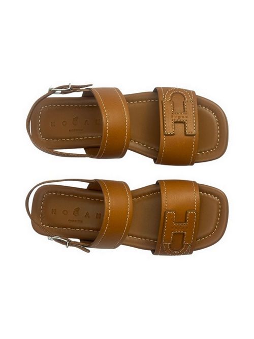 sandalo donna basso cammello Hogan | HXW6850GC30KXTS003