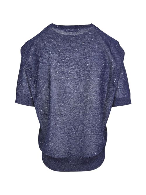 maglia donna  maniche corte con punti luce blu Kangra | 3900/21809