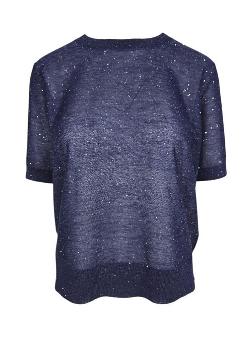 maglia donna  maniche corte con punti luce blu Kangra | 3900/21809