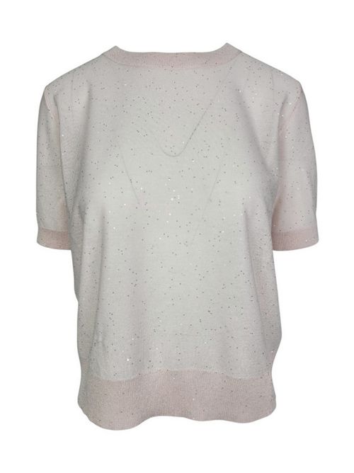 maglia donna maniche corte con punti luce rosa Kangra | 3900/21834