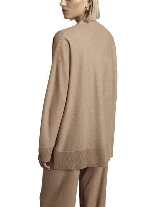 cardigan donna over con punti luce cammello Kangra | 3902/04813
