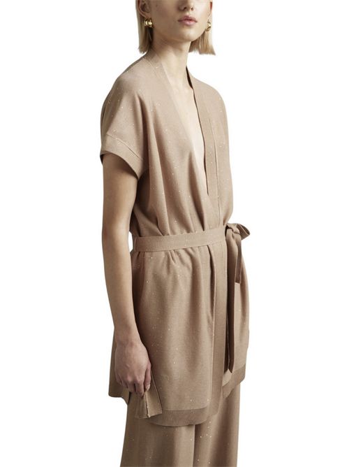 cardigan donna over con punti luce cammello Kangra | 3902/04813