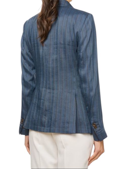 giacca donna doppiopetto gessato aviazione e marrone Kiltie | LAUREN-T5110753