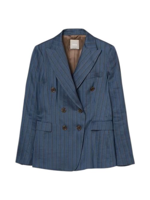 giacca donna doppiopetto gessato aviazione e marrone Kiltie | LAUREN-T5110753