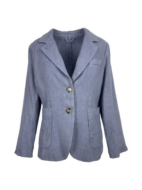 women's short jacket in light blue linen Kiltie | LIN-T4502741