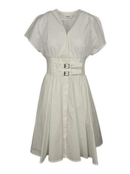 abito donna in cotone corto con cinturini bianco MEIMEIJ | E6/I/M6EA03791