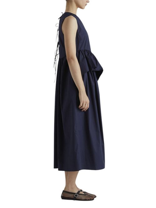 abito donna in cotone con ruches blu MEIMEIJ | E6/I/M6EA51880