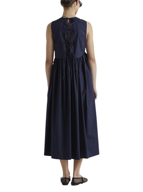 abito donna in cotone con ruches blu MEIMEIJ | E6/I/M6EA51880