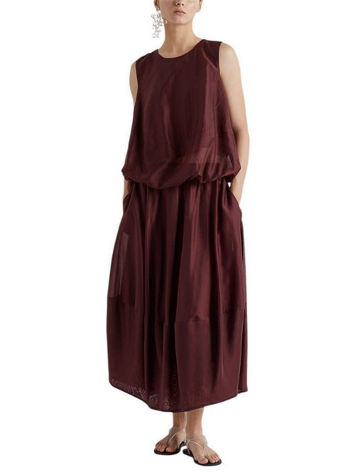 canotta donna in mussola bordeaux