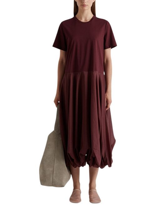 abito donna in bimateriale bordeaux