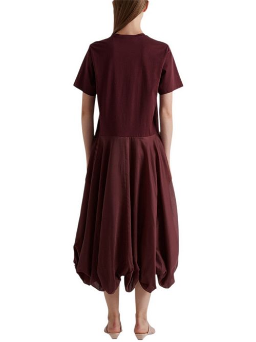 abito donna in bimateriale bordeaux MEIMEIJ | E6/I/M6EF17881