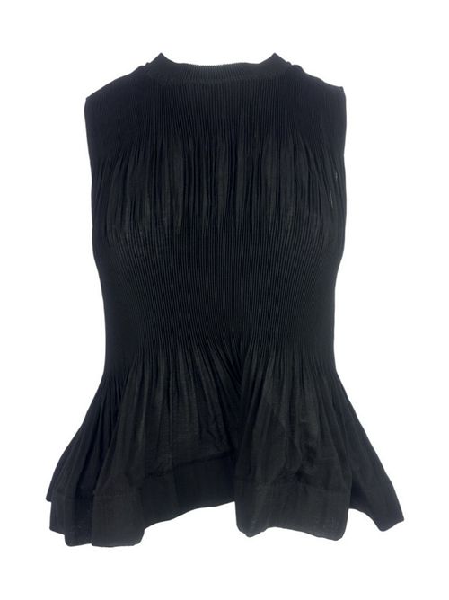 top donna con plisset e balze nero MEIMEIJ | E6/I/M6EY04100