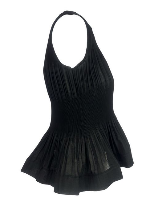 top donna con plisset e balze nero MEIMEIJ | E6/I/M6EY04100