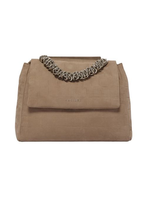 Borsa Sveva Twilight Mid in nabuk stampa cocco biscotto Orciani | BT2006-TWILIGHTBISCOTTO
