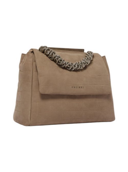 Borsa Sveva Twilight Mid in nabuk stampa cocco biscotto Orciani | BT2006-TWILIGHTBISCOTTO