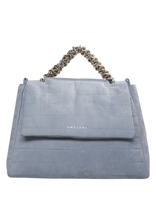 Borsa Sveva Twilight Mid in nabuk stampa cocco azzurro Orciani | BT2006-TWILIGHTCIELO