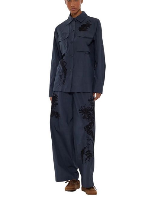 pantalone donna in nylon ricamato blu e nero P.A.R.O.S.H. | D230767R-NIJA26012